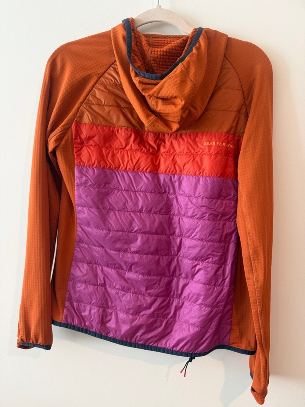 cotopaxi Orange, Red, Magenta Colorblock Hooded Jacket - Picture 3 of 3